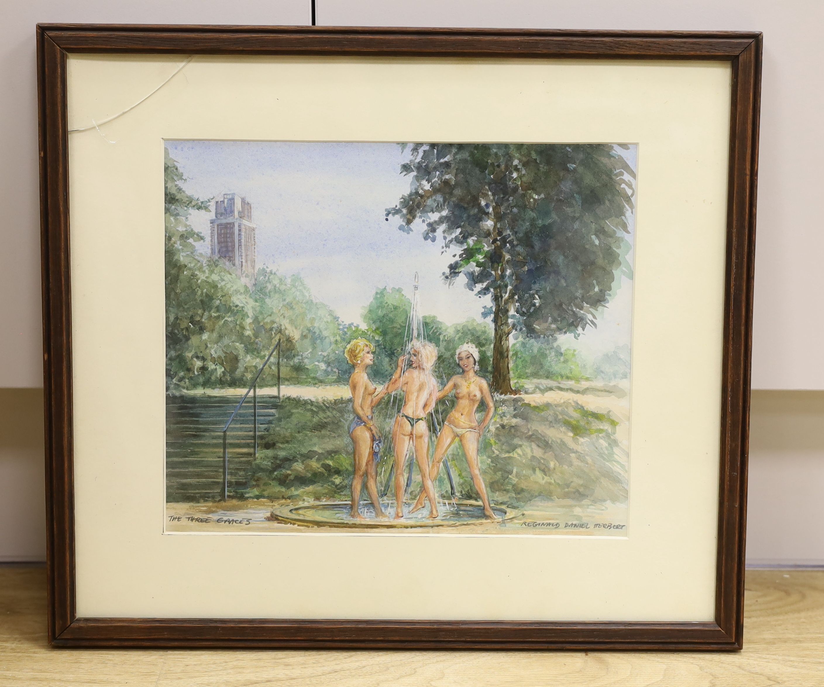 Reginald Daniel Herbert, watercolour, 'The Three Graces', signed, 23 x 28cm